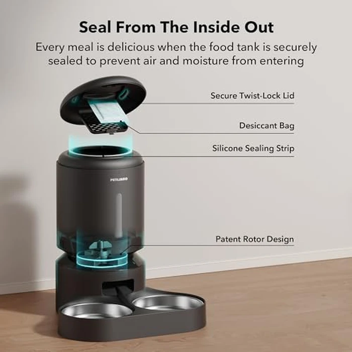 PETLIBRO Automatic Cat Feeder for 2 Cats, 5G&2.4G WiFi Pet Feeders, 5L Programmable Cat Food Dispenser with Airtight Lock-Fresh Technology, Dual Stainless Steel Bowls, Low Food Sensor by PETLIBRO - Image 6