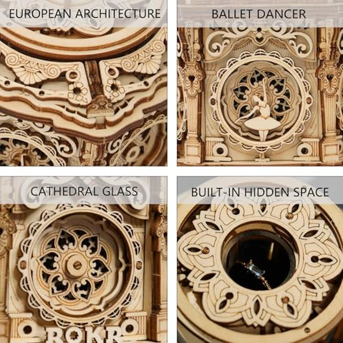 ROKR 3D Wooden Puzzles Delicate Music Box, DIY Mechanical Model Kits, Romantic Gift on Birthday/Valentine's Day, Vintage Style Decoration for Home by ROKR - Image 5