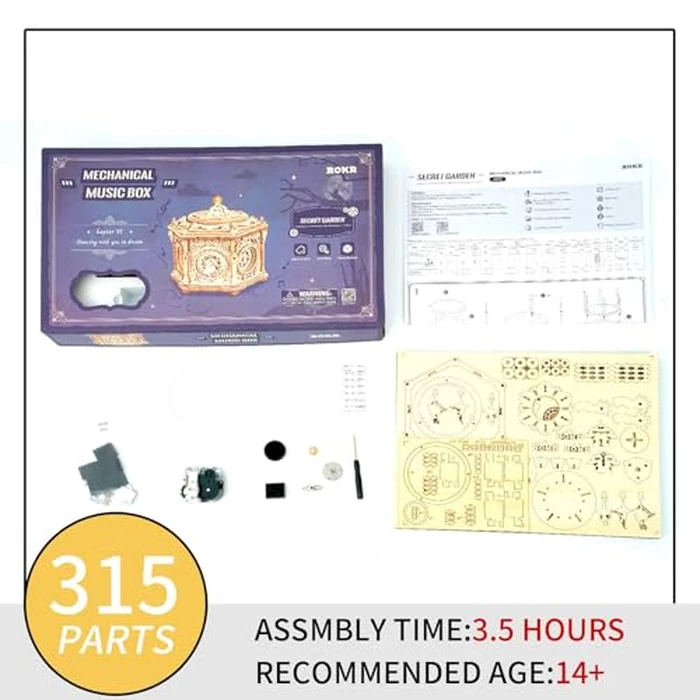 ROKR 3D Wooden Puzzles Delicate Music Box, DIY Mechanical Model Kits, Romantic Gift on Birthday/Valentine's Day, Vintage Style Decoration for Home by ROKR - Image 6