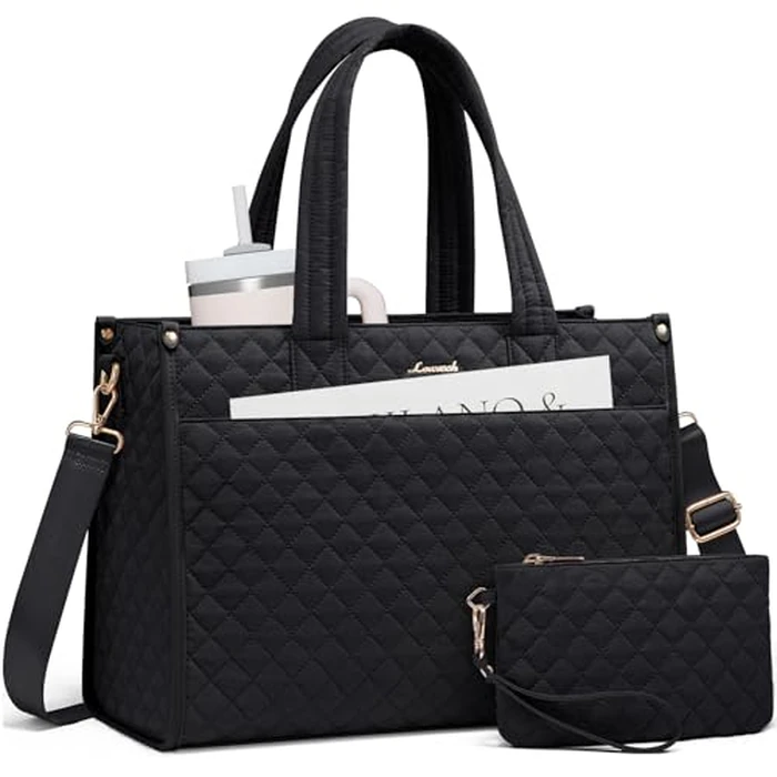 LOVEVOOK Laptop Tote Bag for Women,Canvas Work Tote Bag for Women with Clutch Purse,15.6 Inch Computer Briefcase Bag,Professional Teacher Business Office Bag,Lightweight Shoulder Travel by LOVEVOOK - Used - Like New condition