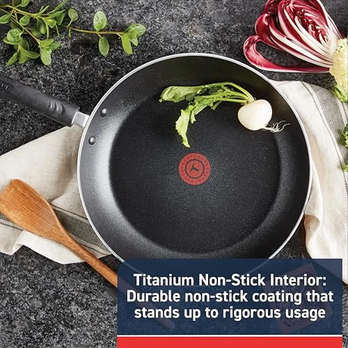 T-Fal Experience Nonstick Fry Pan 12.5 Inch, Induction, Oven Broiler Safe 400F, Non Stick Frying Pan, Skillet, Kitchen Egg Pan, Omelet Pan, Cookware, Pots and Pans, Home, Dishwasher Safe, Black by T-Fal - Image 2