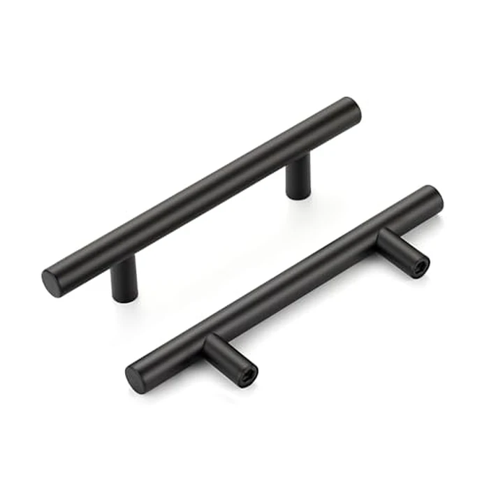 HOME EDIT 20 Pack 89mm Matte Black Kitchen Cabinet Hardware Handles Black Round Dresser Drawer Pulls Stainless Steel Cabinet Pulls Kitchen Cupboard Handles with 6" Length, 3-1/2" Hole Center by HOME EDIT - Used - Good condition