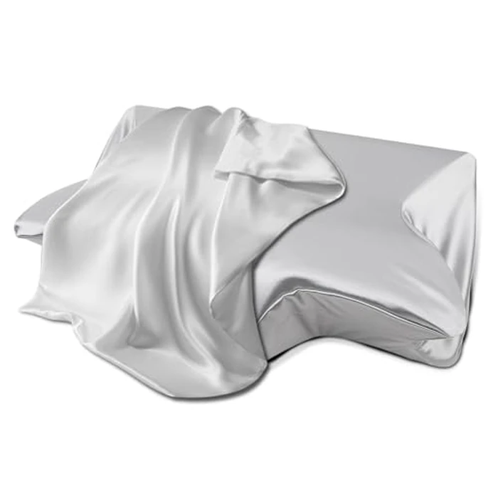 Satin Pillow Cases for HOMCA Cervical Pillow - Contoured Ergonomic Satin Pillowcase with Zipper, Grey Soft & Smooth Fabric for Hair & Skin Care by HOMCA - Image 1