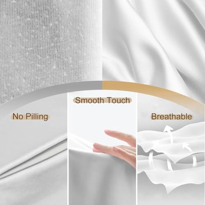 Satin Pillow Cases for HOMCA Cervical Pillow - Contoured Ergonomic Satin Pillowcase with Zipper, Grey Soft & Smooth Fabric for Hair & Skin Care by HOMCA - Image 5