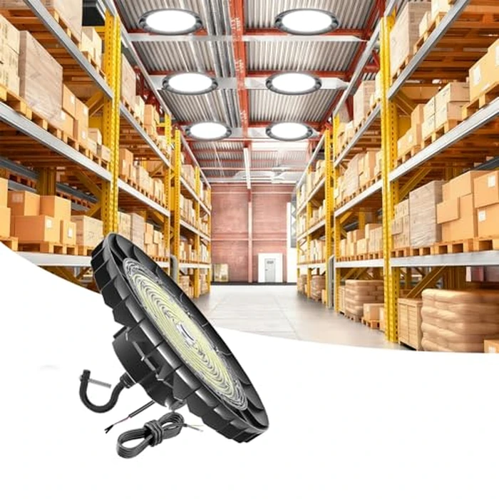 UFO LED High Bay Light 200W, Upgrade 160lm/w 5000K, IP65 Waterproof 32000LM Flicker-Free High Bay LED Shop Light for Warehouse Workshop Garage Gym, Plug and Play with Power Cord, ETL Listed by CLLIGHTING - Used - Acceptable condition - CA$49.50