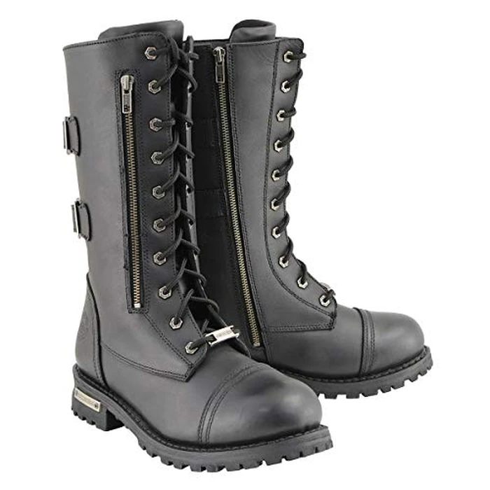 Milwaukee Leather Men’s 13-Inch-Tall Tactical Black Lace-Up Leather Boots Zipper w/Storage Pocket MBM9069-13 by Milwaukee Leather - Used - Very Good condition - US$97.16