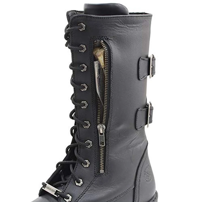 Milwaukee Leather Men’s 13-Inch-Tall Tactical Black Lace-Up Leather Boots Zipper w/Storage Pocket MBM9069-13 by Milwaukee Leather - Image 2