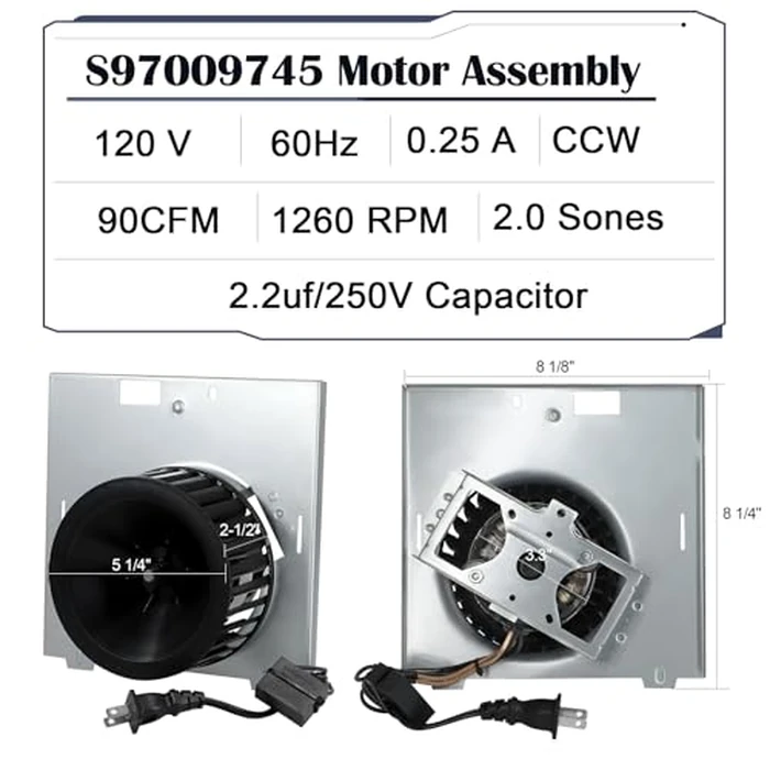 676, 684 Exhaust Fans, S97009745 Bathroom Fan Motor Assembly for Broan Nutone HD80L, 684-B, 684F-B, 684-C, 684F-C, 684A-C, 684-A, 684F-A, F684, 684N, 684FA-C, HD80, 671A, Upgrade Pure Copper Motor. by Hiorucet - Image 3