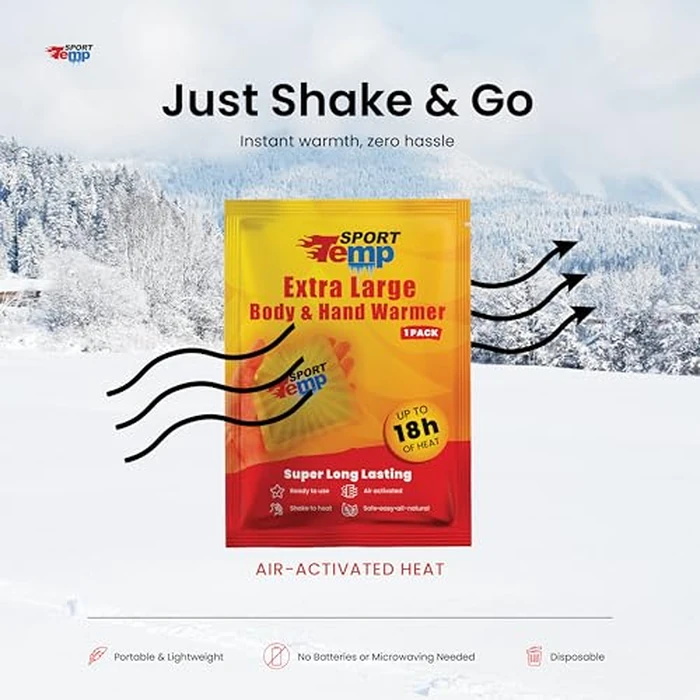 Large Hand & Body Warmers (45 Count) - Up to 18 Hours of Heat, Super Long Lasting - Easy, All Natural - Air Activated, for Body, Hands & Toes - Odorless Hot Hand Warmer - Sport Temp (45 Pack) by Sport Temp - Image 5