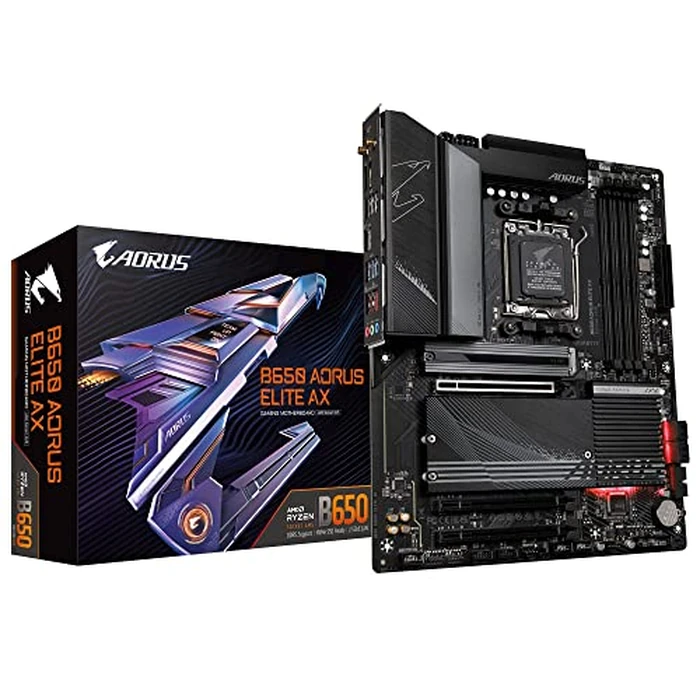 GIGABYTE B650 AORUS Elite AX AMD AM5 ATX Motherboard, Support Ryzen 9000/8000/7000 Series, DDR5, 14+2+1 Power Phase, PCIe 5.0 M.2, USB-C 3.2 Gen 2, WIFI6E, 2.5GbE, EZ-Latch, Q-Flash, RGB Fusion by GIGABYTE - Used - Acceptable condition - US$78.67