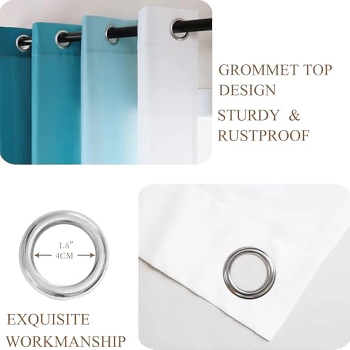 L.Z.E Teal and White Ombre Privacy Curtains 96 Inches Long 2 Panels Set Teal Green Light Filtering Non-See-Through Curtains & Drapes for Living Room Bedroom Nursery Grommet Top (55" W x 96" L) by L.Z.E - Image 4