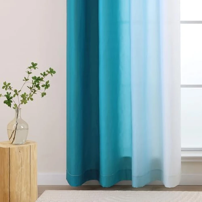 L.Z.E Teal and White Ombre Privacy Curtains 96 Inches Long 2 Panels Set Teal Green Light Filtering Non-See-Through Curtains & Drapes for Living Room Bedroom Nursery Grommet Top (55" W x 96" L) by L.Z.E - Image 5