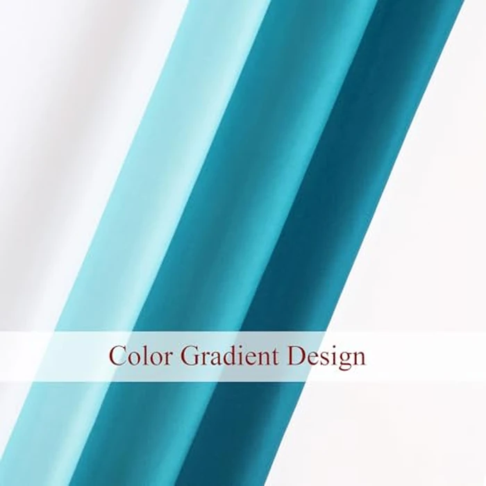 L.Z.E Teal and White Ombre Privacy Curtains 96 Inches Long 2 Panels Set Teal Green Light Filtering Non-See-Through Curtains & Drapes for Living Room Bedroom Nursery Grommet Top (55" W x 96" L) by L.Z.E - Image 6