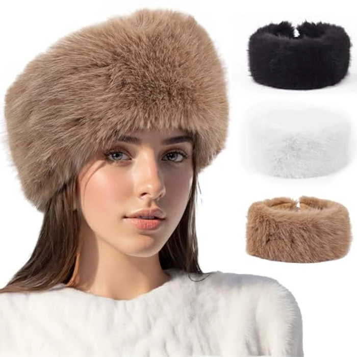Womens Faux Fur Headband with Elastic, Women's Winter Earwarmer Earmuff for Winter Cold Weather by PIKBIU - Used - Acceptable condition - CA$10.84