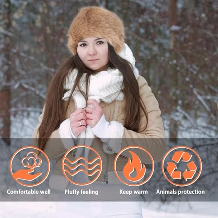 Womens Faux Fur Headband with Elastic, Women's Winter Earwarmer Earmuff for Winter Cold Weather by PIKBIU - Image 4