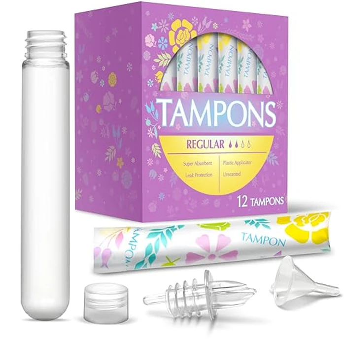 GoPong Tampon Flasks 12 Pack (18 oz Total) - Hidden Alcohol Travel Flasks for Women - Secret Liquor Containers for Nightclubs, Festivals, Cruises, and Sports Events - Includes Funnel & Spout by GoPong - Used - Like New condition - US$8.99