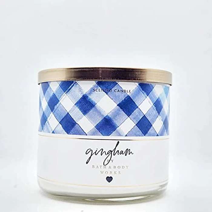 Bath & Body Works, White Barn 3-Wick Candle w/Essential Oils - 14.5 oz - Gingham by Bath & Body Works - Image 1