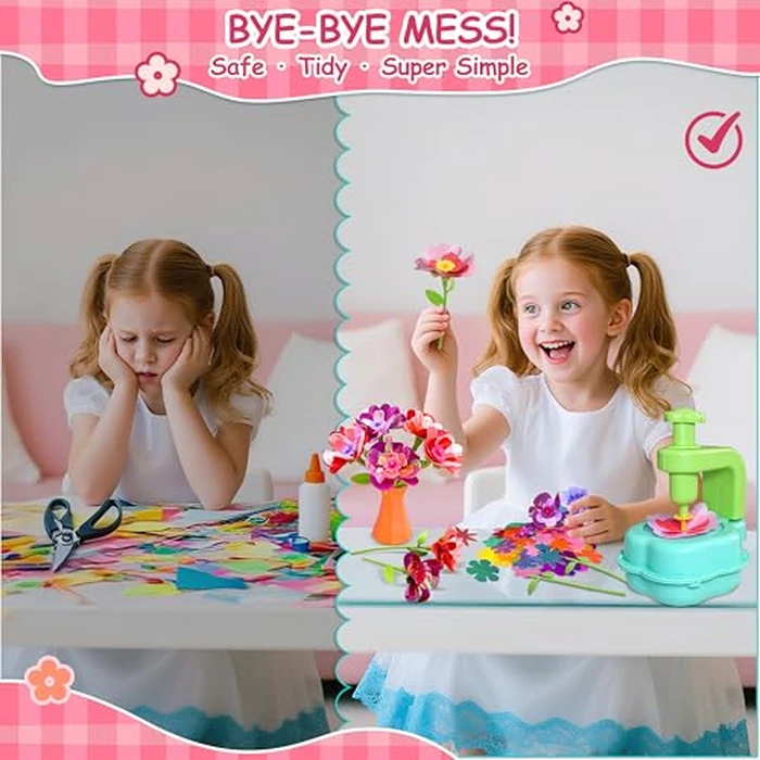 Alutaba DIY Fabric Flower Bouquets Toys for Girls, Arts and Crafts for Kids Age 5-8, Craft Kits Flowers Marking Toy for 3+ Year Old Girl, STEM Toys for 4 5 6 7 8 Year Toddlers Girls Birthday Game by Alutaba - Image 2
