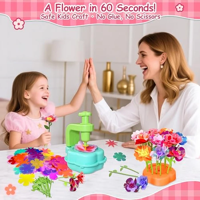 Alutaba DIY Fabric Flower Bouquets Toys for Girls, Arts and Crafts for Kids Age 5-8, Craft Kits Flowers Marking Toy for 3+ Year Old Girl, STEM Toys for 4 5 6 7 8 Year Toddlers Girls Birthday Game by Alutaba - Image 3