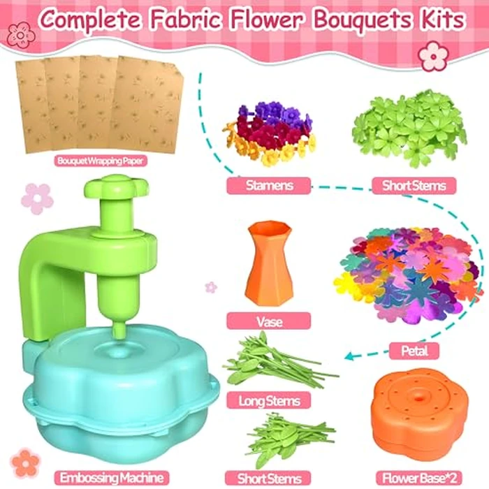 Alutaba DIY Fabric Flower Bouquets Toys for Girls, Arts and Crafts for Kids Age 5-8, Craft Kits Flowers Marking Toy for 3+ Year Old Girl, STEM Toys for 4 5 6 7 8 Year Toddlers Girls Birthday Game by Alutaba - Image 6