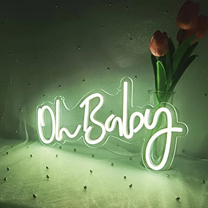 Oh Baby White LED Neon Sign for Birthday Party, Baby Shower Decorations, Backdrop Room Decor, Aesthetic Living Room Decor,Nursery Bedroom, Gifts for Baby Kids Girls,Christmas Gift,5v,15.7"X7.9" by Fespcj - Image 5
