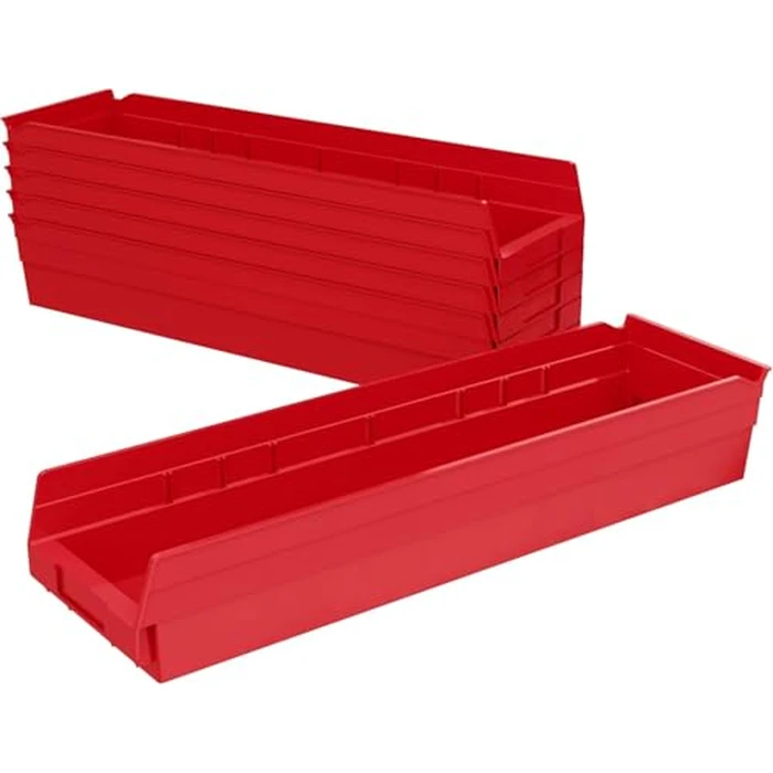 Akro-Mils 30164 24-Inch by 6-Inch by 4-Inch Plastic Nesting Shelf Bin Box, Red, Case of 6 by Akro-Mils - Used - Very Good condition - CA$42.42