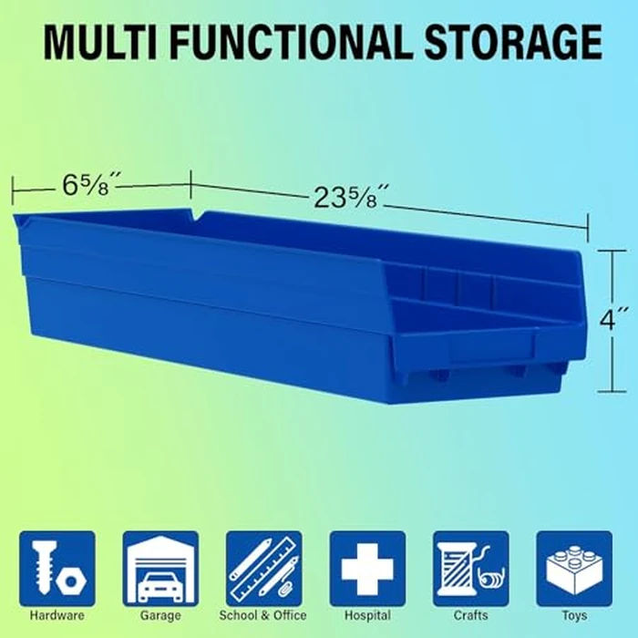 Akro-Mils 30164 24-Inch by 6-Inch by 4-Inch Plastic Nesting Shelf Bin Box, Red, Case of 6 by Akro-Mils - Image 2
