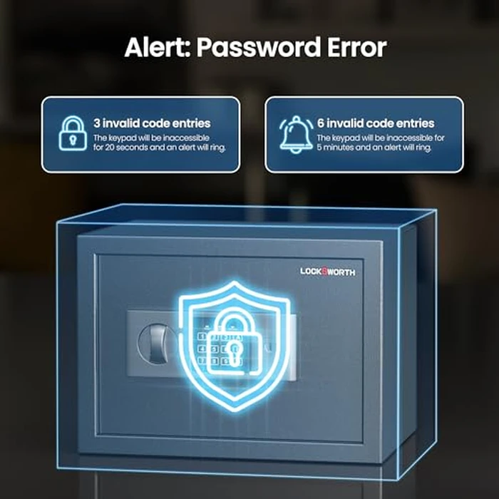 Locksworth Safe for Home, 0.6 Cubic Feet Safety Box, Lock Box for Money, Jewelry, Documents and Guns, Digital Security Safe for Office, Hotel and Personal Use, 13.8"W x 9.8"D x 9.8"H by Locksworth - Image 3