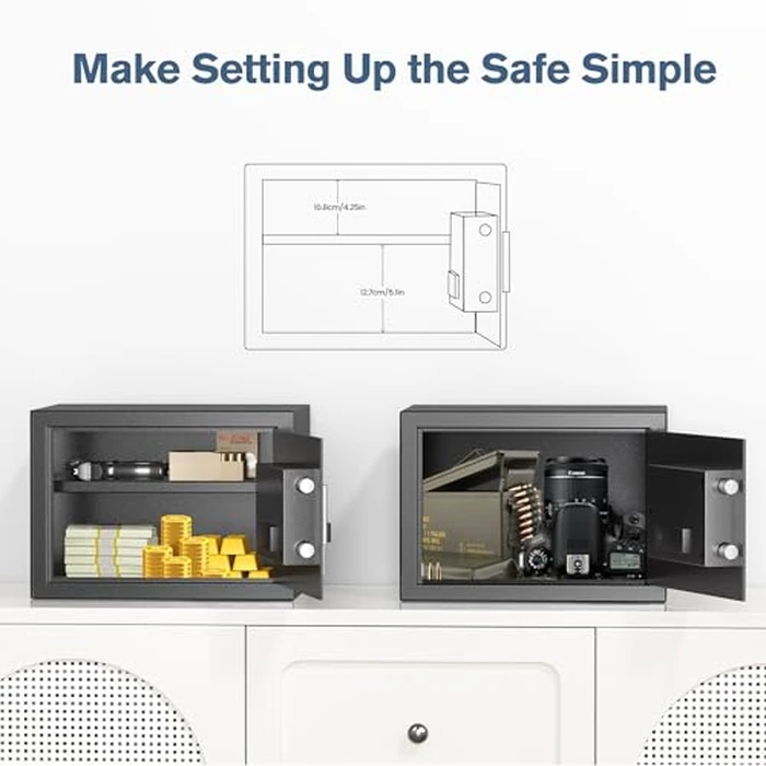 Locksworth Safe for Home, 0.6 Cubic Feet Safety Box, Lock Box for Money, Jewelry, Documents and Guns, Digital Security Safe for Office, Hotel and Personal Use, 13.8"W x 9.8"D x 9.8"H by Locksworth - Image 4