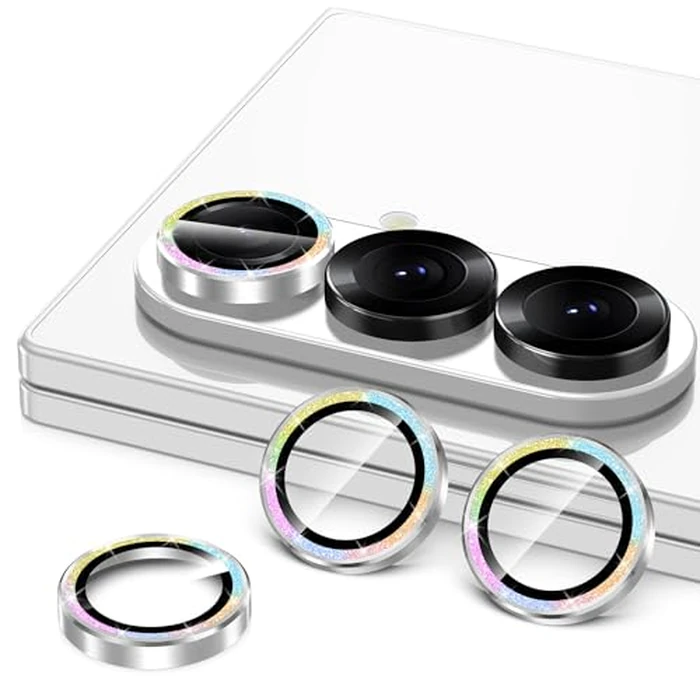 Avocase for Samsung Galaxy Z Fold 7 Camera Lens Protector, Individual Metal Ring Tempered Glass Lens Cover, [Strong Adsorption] Scratch Resistant Ultra-Thin HD Clear Lens Cover, 1 Set-Colorful Sparkly by Avocase - Image 2