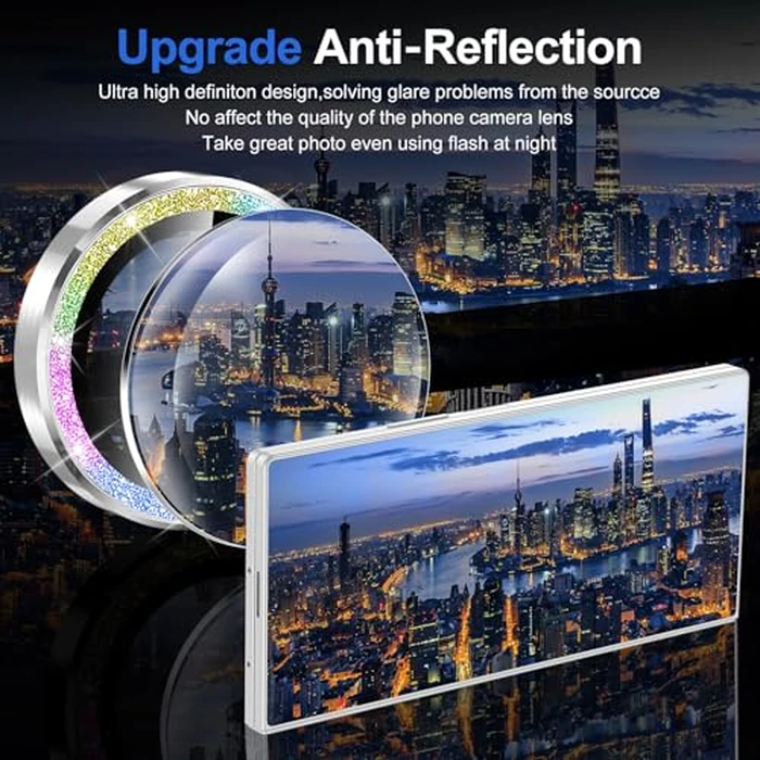 Avocase for Samsung Galaxy Z Fold 7 Camera Lens Protector, Individual Metal Ring Tempered Glass Lens Cover, [Strong Adsorption] Scratch Resistant Ultra-Thin HD Clear Lens Cover, 1 Set-Colorful Sparkly by Avocase - Image 4