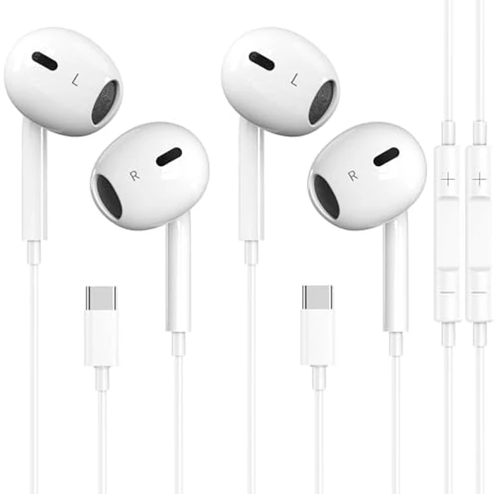 2 Pack-USB C Headphones for iPhone 17/16/15 Earbuds USB C Wired Earphones with Mic & Remote Control Noise Cancelling for iPhone 15, iPad Pro, Galaxy S23/S22/S21/S20/Ultra Note 10/20, Pixel 7/6/6a/5/4 by Nimizo - Used - Like New condition - US$15.66