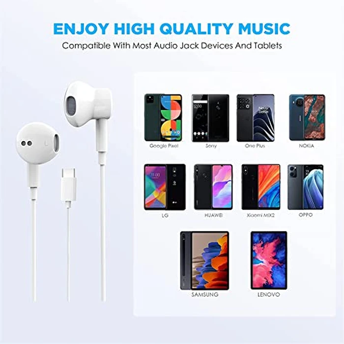 2 Pack-USB C Headphones for iPhone 17/16/15 Earbuds USB C Wired Earphones with Mic & Remote Control Noise Cancelling for iPhone 15, iPad Pro, Galaxy S23/S22/S21/S20/Ultra Note 10/20, Pixel 7/6/6a/5/4 by Nimizo - Image 6