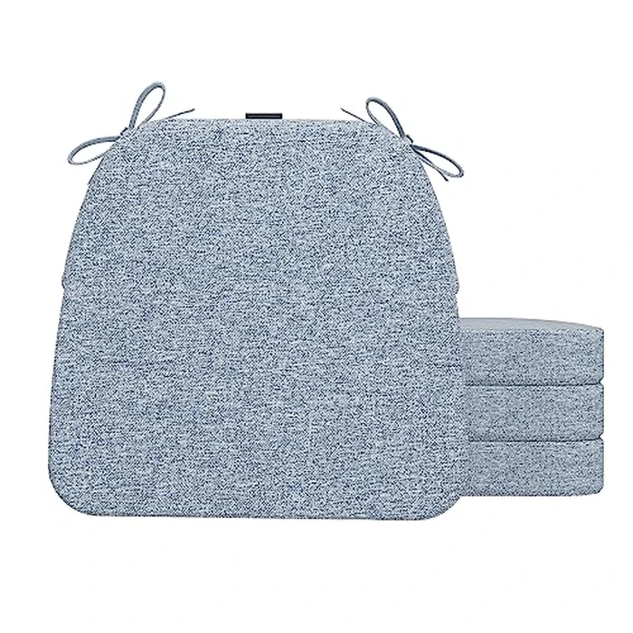 AAAAAcessories D-Shaped Chair Cushions, 2" Thick Dining Chair Pads with Ties and Removable, Machine-Washable Cover, 17" x 16", Set of 4, Light Blue by AAAAAcessories - Used - Like New condition