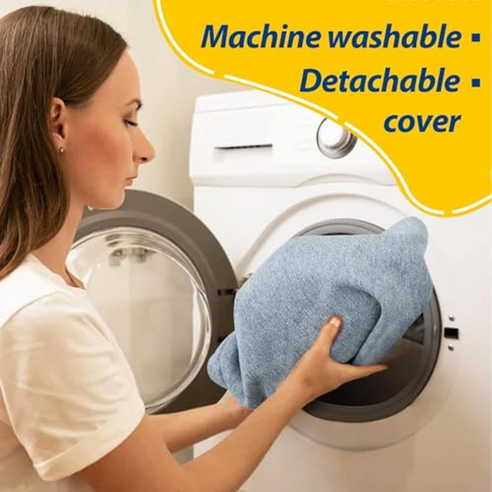 AAAAAcessories D-Shaped Chair Cushions, 2" Thick Dining Chair Pads with Ties and Removable, Machine-Washable Cover, 17" x 16", Set of 4, Light Blue by AAAAAcessories - Image 4