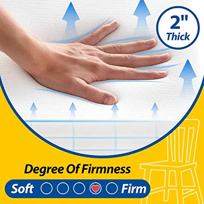 AAAAAcessories D-Shaped Chair Cushions, 2" Thick Dining Chair Pads with Ties and Removable, Machine-Washable Cover, 17" x 16", Set of 4, Light Blue by AAAAAcessories - Image 7