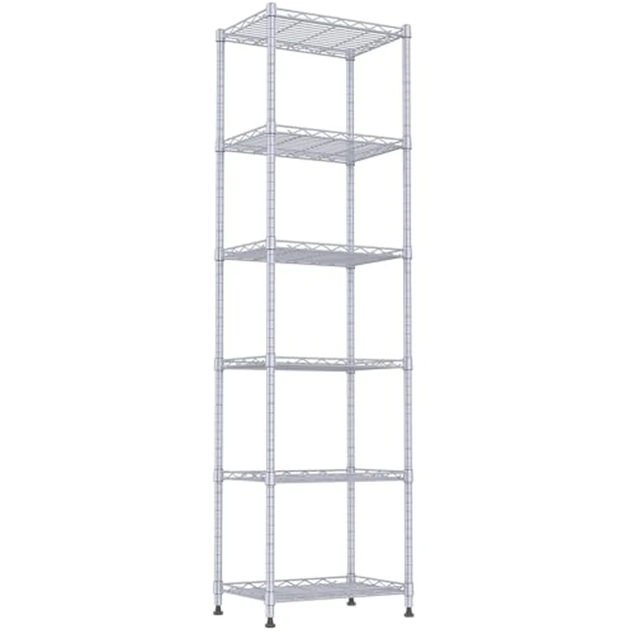REGILLER 6 Wire Shelving Steel Storage Rack Adjustable Unit Shelves for Laundry Bathroom Kitchen Pantry Closet(Silver, 11.7" D x 16.8" W x 63" H) by REGILLER - Image 1