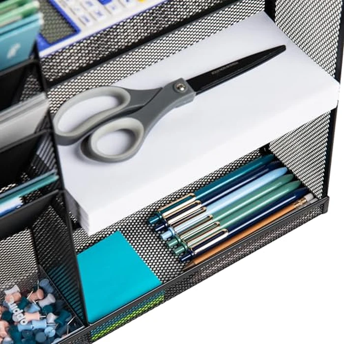 Mind Reader 4-Tier Vertical File Storage and Shelves, Desktop Organizer, Wall Mount, Office, Metal Mesh, 22.5"L x 4"W x 16"H, Black by Mind Reader - Image 4