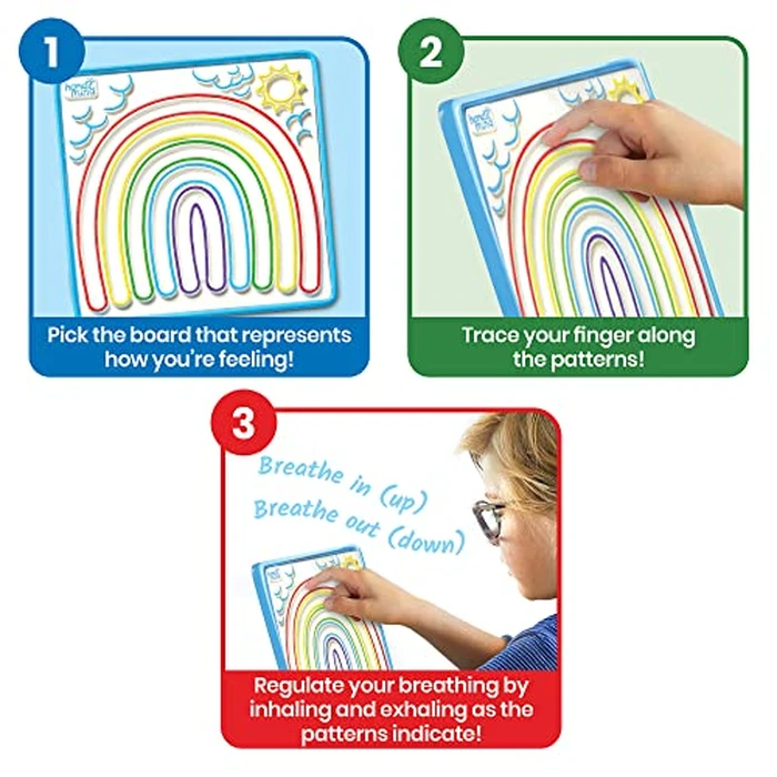 hand2mind Mindful Maze Boards, 3 Double Sided Breathing Boards with Finger Paths, Mindfulness for Kids, Social Emotial Learning Toy, Sensory Toy for Sensory Play, Anxiety Relief Toys (Set of 3) 93247 by hand2mind - Image 3