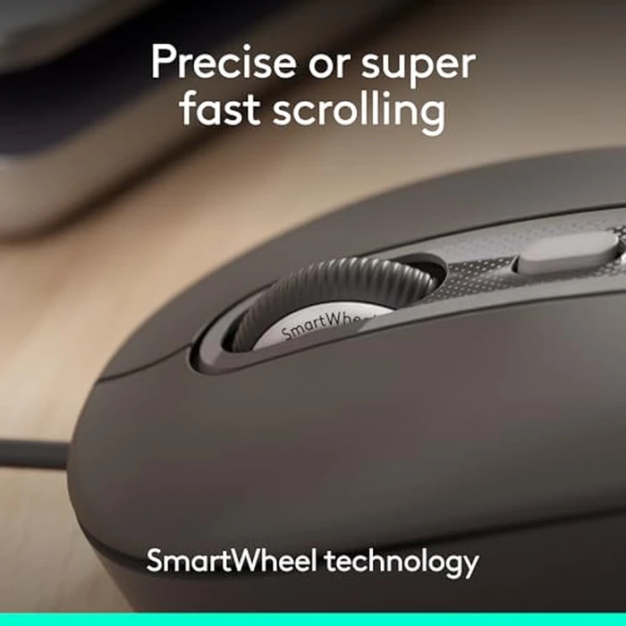 Logitech Signature Wired M520 L for Business, Optical Wired Mouse, USB-C Plug-and-Play, Windows/Mac/Chrome/PC/laptops - Graphite by Logitech - Image 3