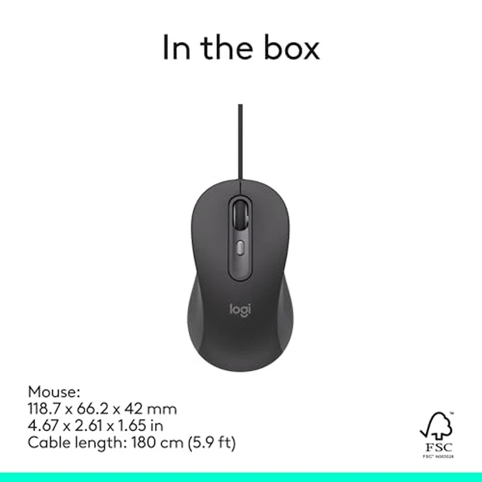 Logitech Signature Wired M520 L for Business, Optical Wired Mouse, USB-C Plug-and-Play, Windows/Mac/Chrome/PC/laptops - Graphite by Logitech - Image 9