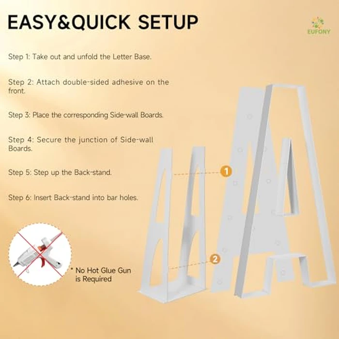 eufony Marquee Letters 4 Feet Tall, 4 FT Marquee Light Up Letters, Giant Light Up Letters 4FT for Birthday Party Baby Shower Gender Reveal Graduation Decorations, Letter O with LED Lights DIY Kit by eufony - Image 3