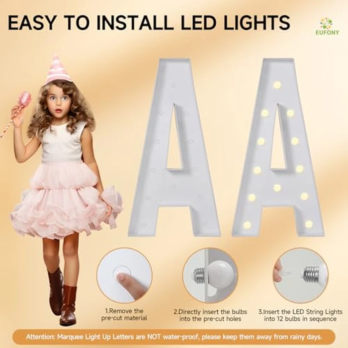 eufony Marquee Letters 4 Feet Tall, 4 FT Marquee Light Up Letters, Giant Light Up Letters 4FT for Birthday Party Baby Shower Gender Reveal Graduation Decorations, Letter O with LED Lights DIY Kit by eufony - Image 4