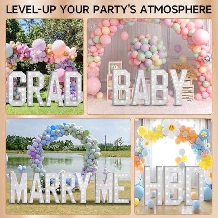 eufony Marquee Letters 4 Feet Tall, 4 FT Marquee Light Up Letters, Giant Light Up Letters 4FT for Birthday Party Baby Shower Gender Reveal Graduation Decorations, Letter O with LED Lights DIY Kit by eufony - Image 6