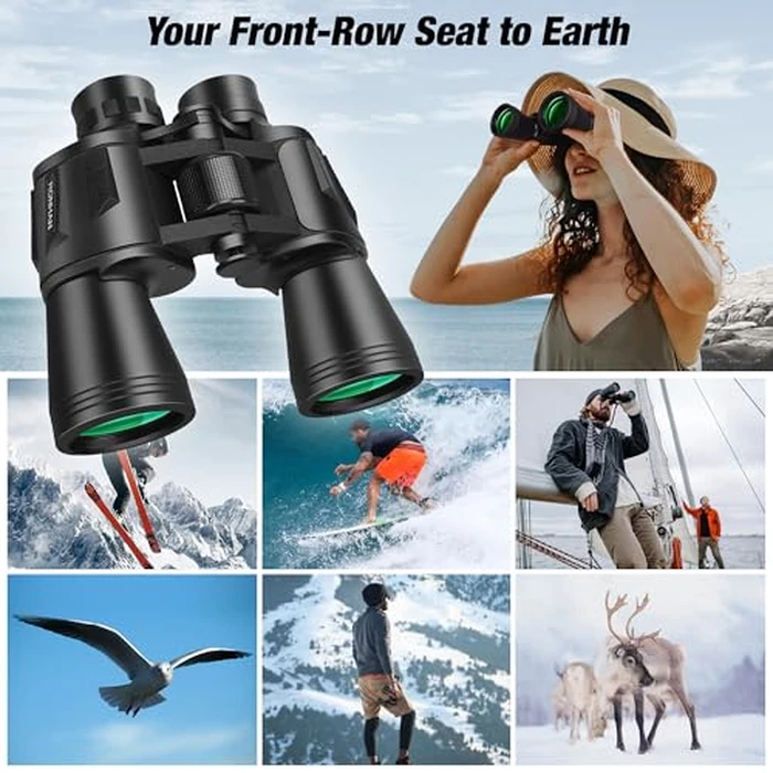 RONHAN 20x50 High Powered Binoculars for Adults, Military Compact HD Professional/Daily Waterproof Binoculars Telescope for Bird Watching Travel Hunting Football Games with Carrying Case&Strap（Black） by RONHAN - Image 5