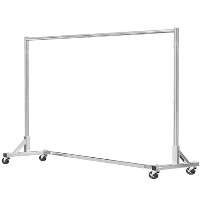 Simple Trending Industrial Grade Z Base 70in extra long Clothes Garment Rack, Commercial Grade Rolling Clothing Rack, Heavy Duty 450lb Load with Wheels, Chrome by Simple Trending - Image 2