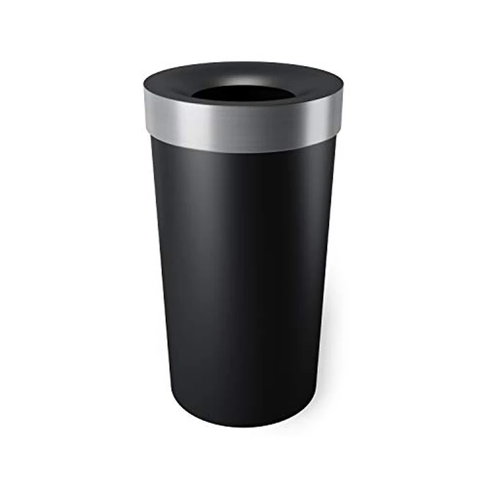 Umbra Vento Kitchen Trash Can - Large 16 Gal (62 L) Open Top Garbage Can for Home & Office - Modern Clean Design, Black/Nickel by Umbra - Used - Very Good condition - US$45.00