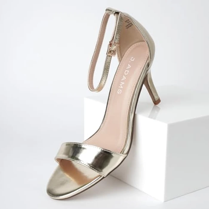 J. Adams Dove Ankle Strap Womens Heels, Stiletto For Women Sexy - Open Toe Heels For Women - Light Gold by J. Adams - Image 2
