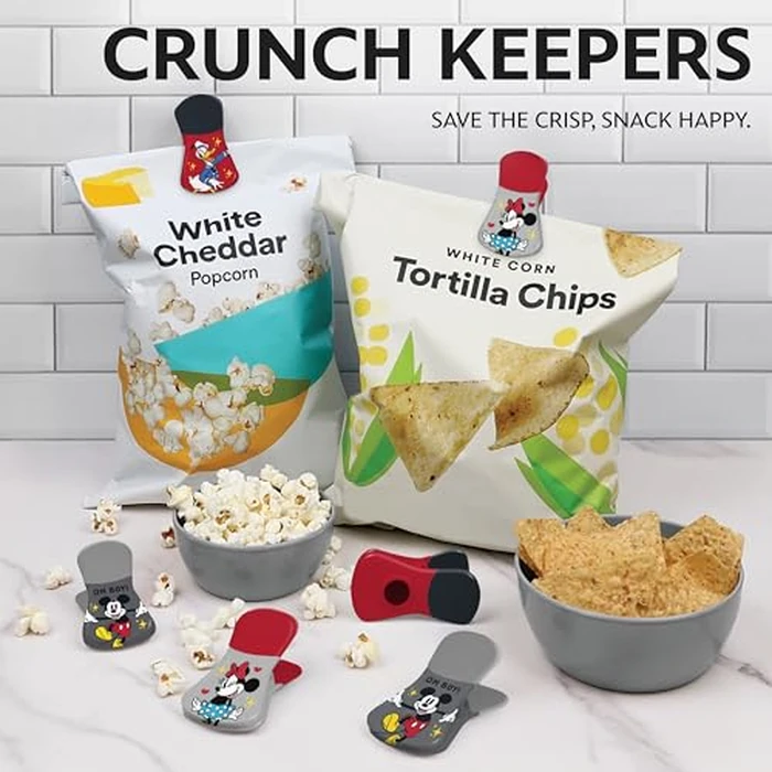 Disney Magnetic Chip Clips - Set of 6 Bag Clips for Food Storage - Mickey, Minnie, Lilo & Stitch, Winnie The Pooh - Durable Airtight Bag Chip Clips for Pantry & Fridge Use by Best Brands - Image 2