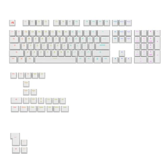 Glorious Gaming - GPBT Backlit Keycaps (White) Translucent Shine Through Legends, Fits 100%, 75% 65% 60% Custom Mechanical Gaming Keyboards, Fits ANSI, ISO, Windows & macOS, English (US) by GLORIOUS - Used - Good condition